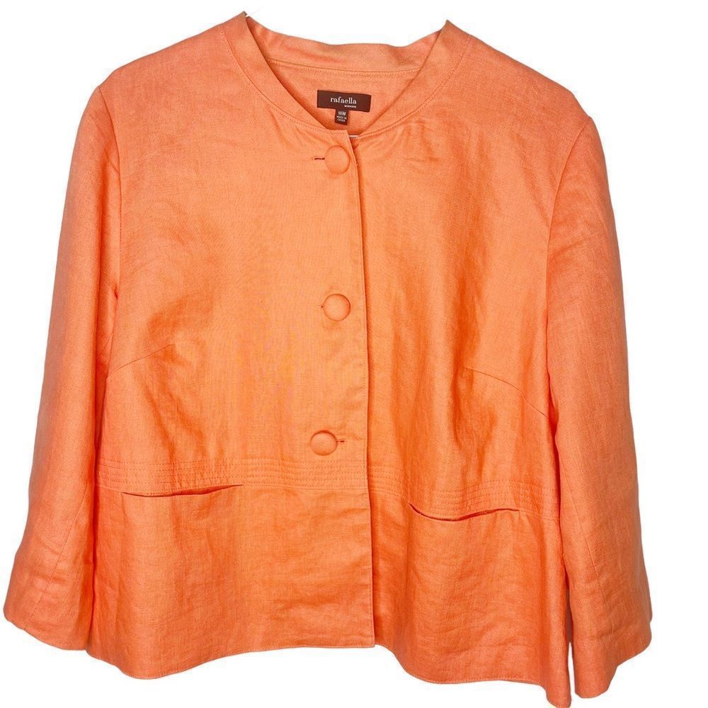 Rafaella Woman Linen orange button up blazer 18W